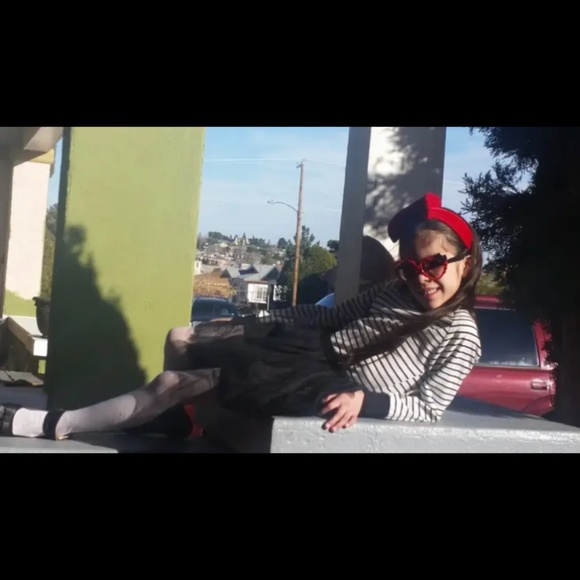 Girls Striped Mesh Layered Tulle Skirt Long Sleeve Dress Ring O Neck 140 8-10 - Picture 3 of 7